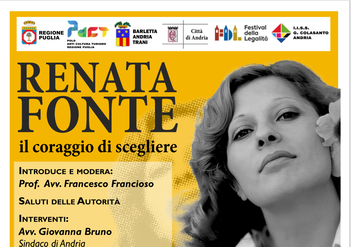 "Renata Fonte: Il Coraggio di scegliere". Conferenza dibattito all'Istituto "G. Colasanto" Lunedì 10 marzo ore 11